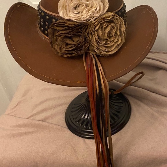 New Custom Made Leather Western Hat. SZ XS and matching belt. - Picture 3 of 7